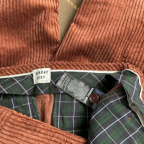 Sunday Best Pants Corduroy Trouser Straight Leg Brown Cognac Harvey Aritzia (6) - Picture 4 of 8